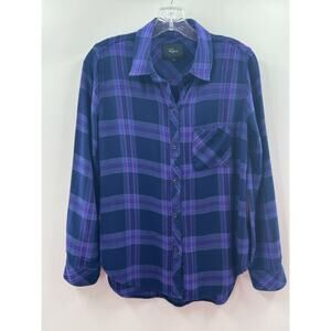 Rails Women’s Long Sleeve Button Up Hunter Ultraviolet Pink Flannel Shirt Small